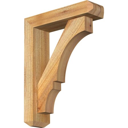 Ekena Millwork Balboa Craftsman Rough Sawn Bracket w/ Offset Brace, Western Red Cedar, 4"W x 14"D x 18"H BKT0402X14X18BOA04RWR